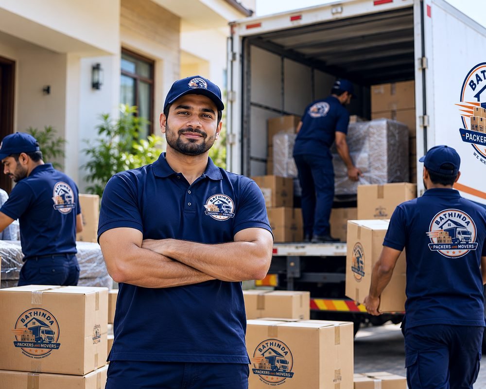 Bathinda Packers and Movers team loading packed boxes into a truck – trusted packers and movers in Bathinda